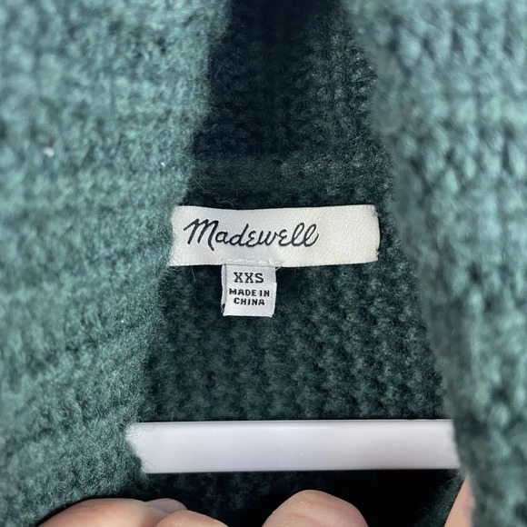 Madewell Forest Green Thick Chunky Knit Turtle Neck Sweater Size XXS - Picture 2 of 3